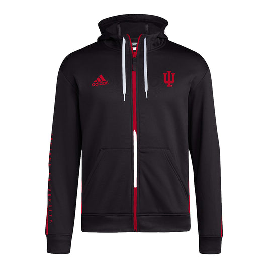 Indiana Hoosiers Adidas Sideline Full Zip Black Jacket - Front View