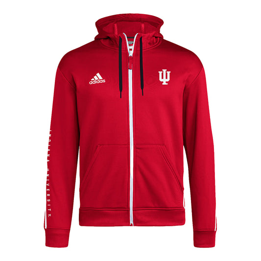 Indiana Hoosiers Adidas Sideline Full Zip Crimson Jacket - Front View