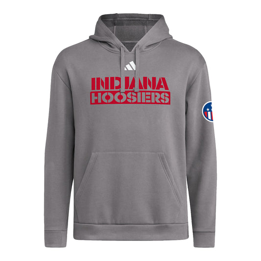 Indiana Hoosiers Adidas Honor and Support Hooded Grey Sweatshirt - Front View