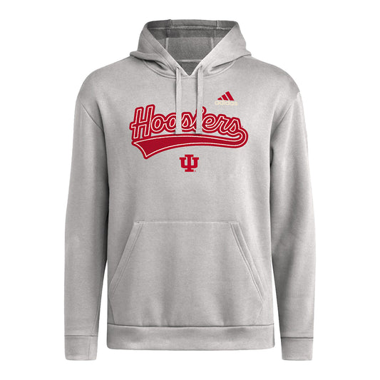 Indiana Hoosiers Adidas College Prep Hooded Grey Sweatshirt - Front View