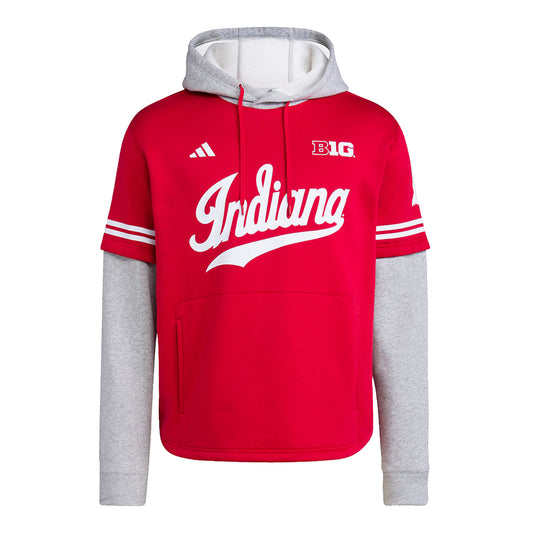 Indiana Hoosiers Adidas Baseball Jersey  Hooded Crimson Sweatshirt - Front View