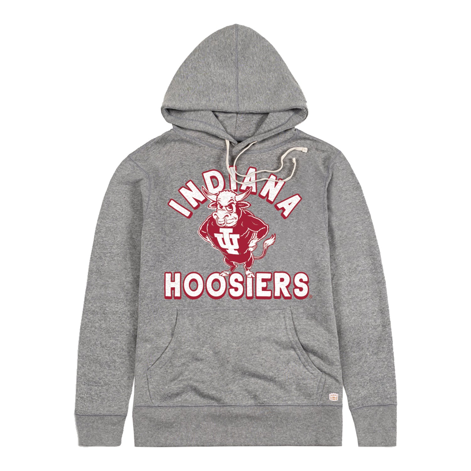 Indiana Hoosiers Vintage Bison Mascot Hooded Grey Sweatshirt - Front View