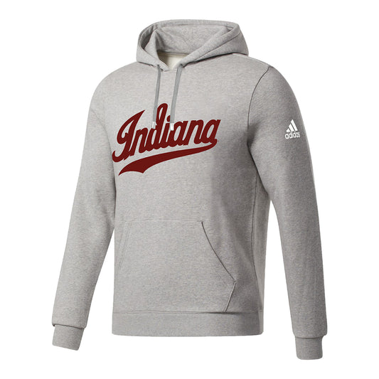 Indiana Hoosiers Adidas Script Indiana Grey Sweatshirt - Front View