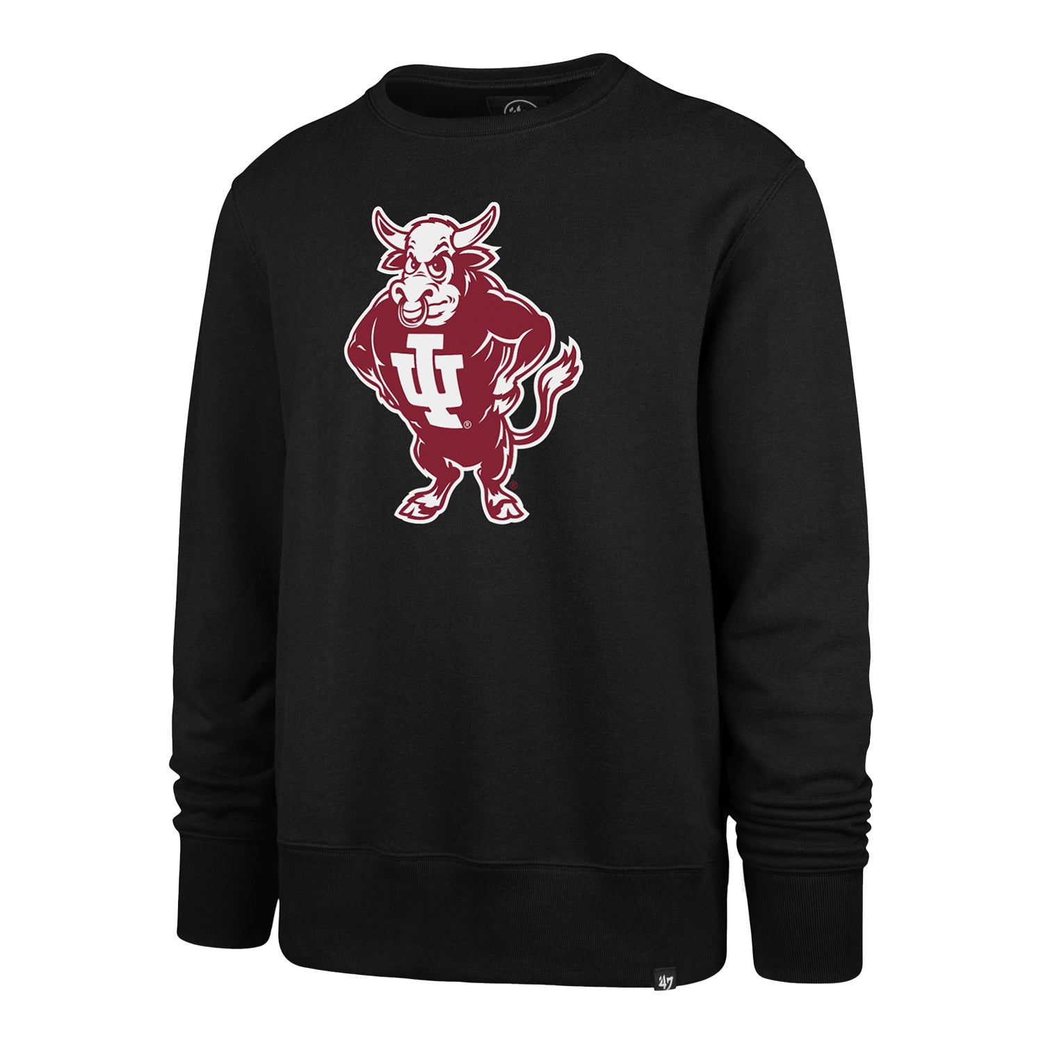 Indiana Hoosiers Bison Black Crewneck Sweatshirt - Front View