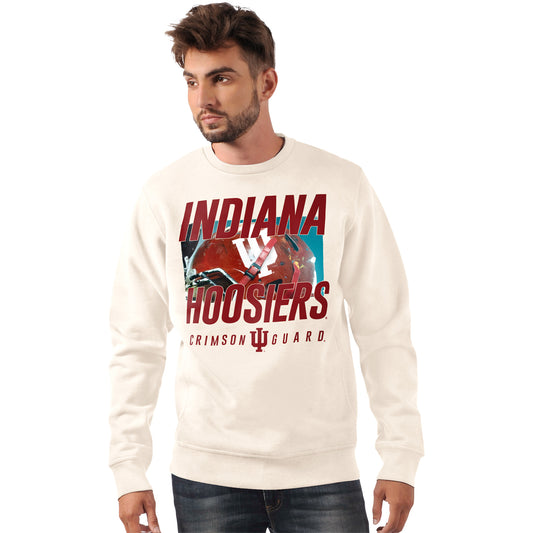 Indiana Hoosiers Football White Crewneck Sweatshirt - Front View