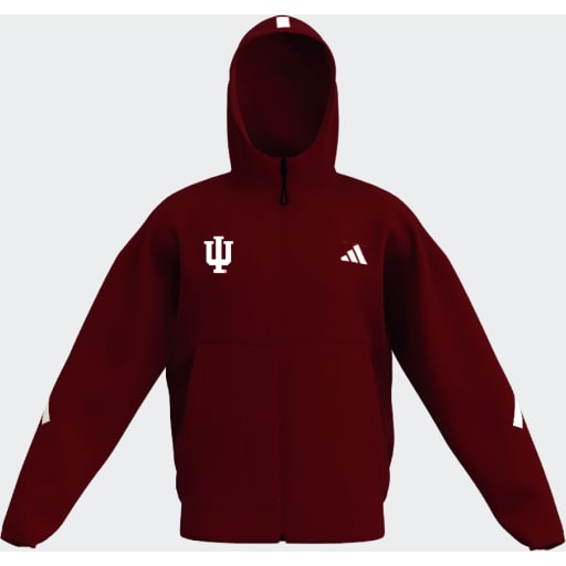 Indiana Hoosiers Full Zip Z.N.E. Hooded Red Sweatshirt - Front View