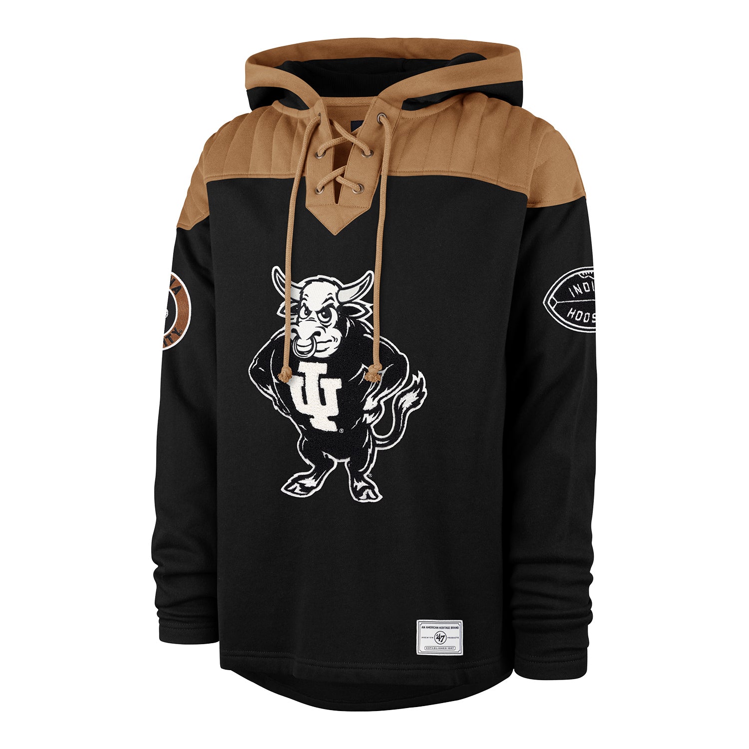 Indiana Hoosiers 47 Brand Black Vintage Flannagan Lacer Hoodie - Front View