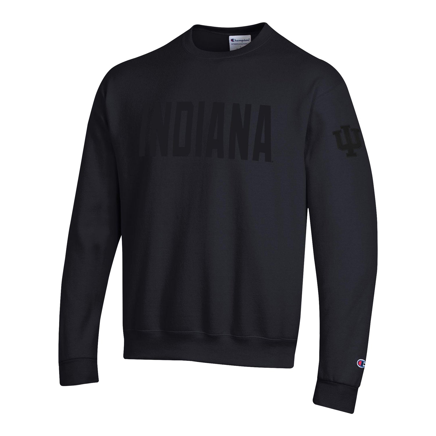 Indiana Hoosiers Tonal Black Champion Crewneck - Front View