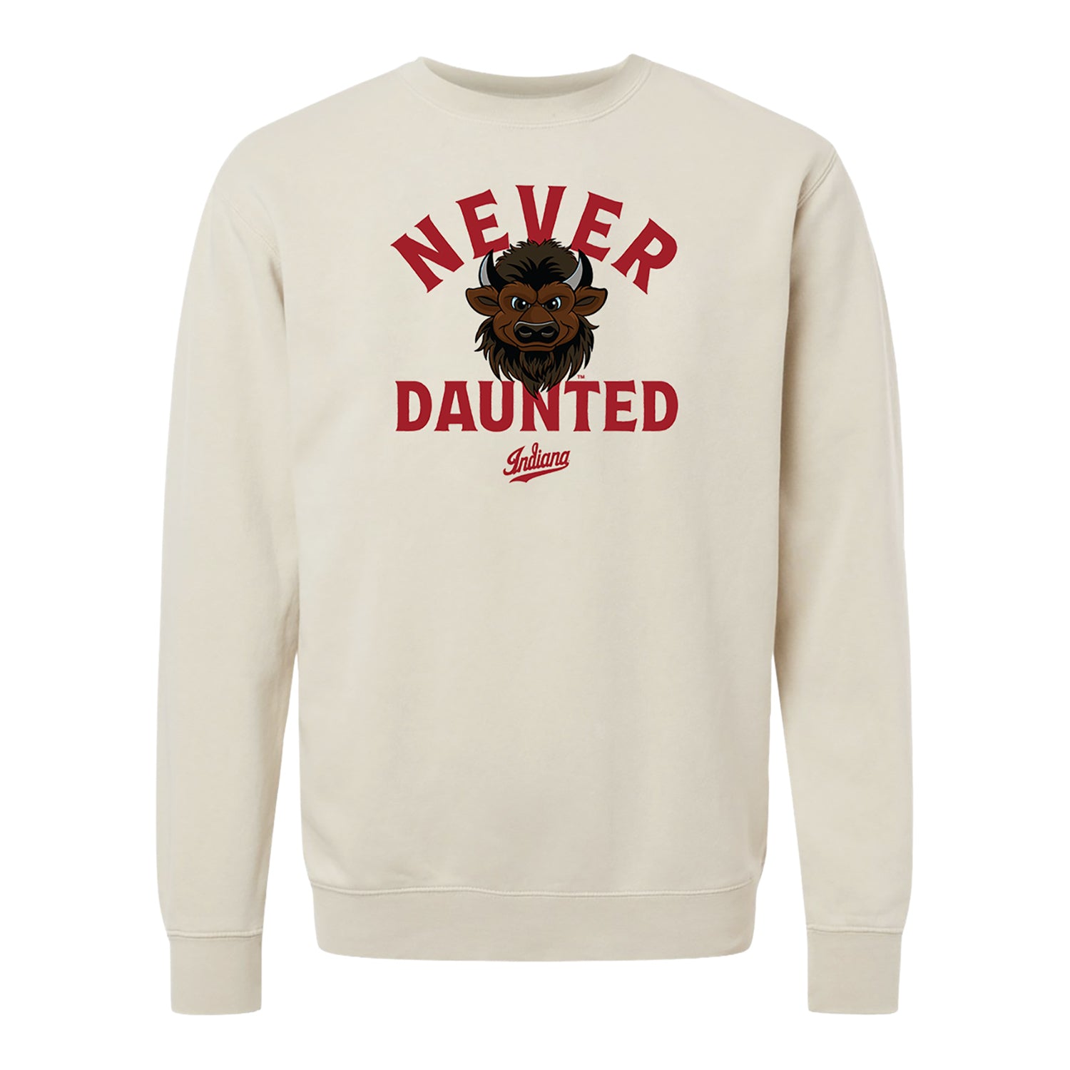 Indiana Hoosiers Hoosiers the Bison Never Daunted Crewneck - Front View
