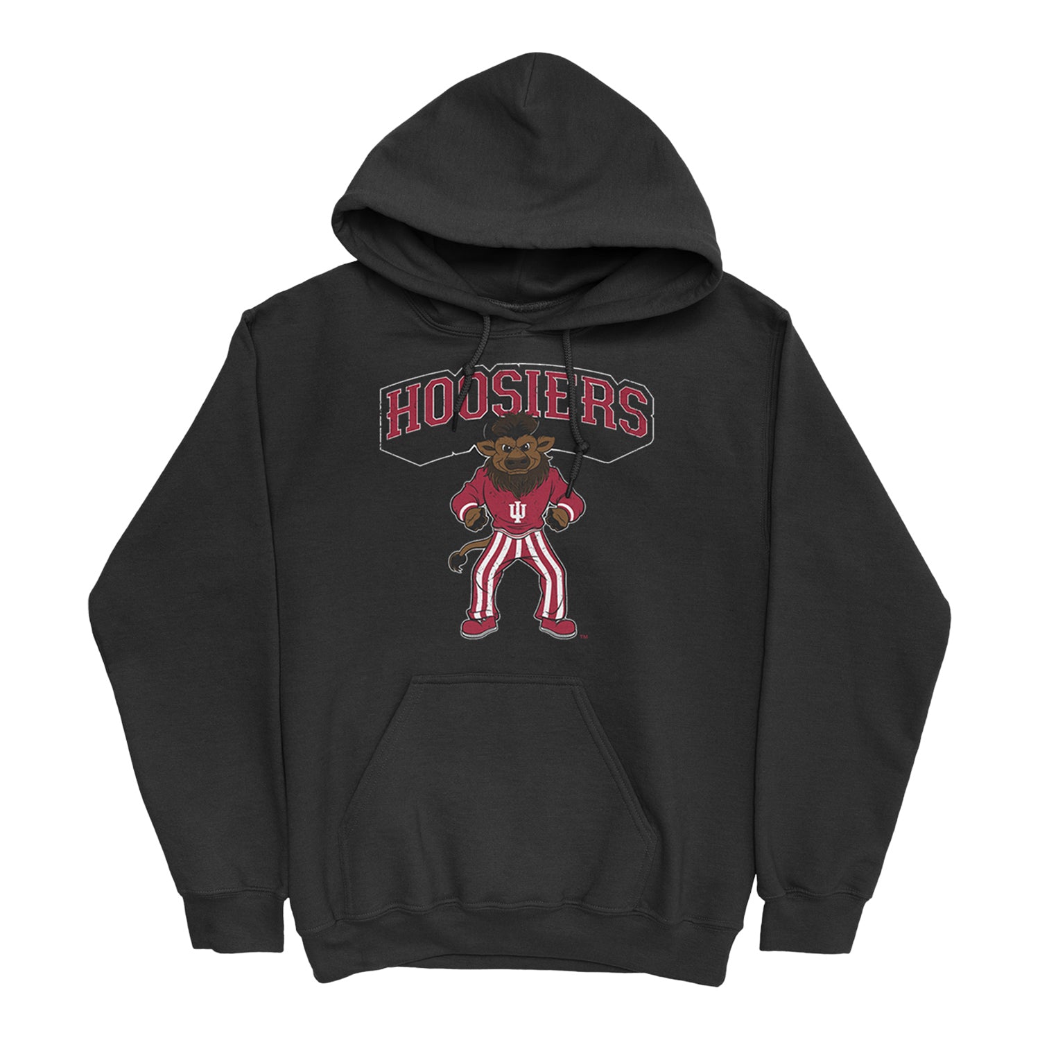 Indiana Hoosiers Hoosier the Bison Black Hooded Sweatshirt
