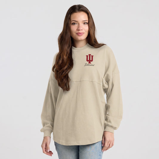 Indiana Hoosiers Stadium Memorial Chalk Long Sleeve Sweatshirt - Front View