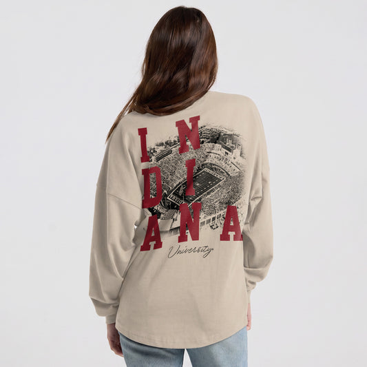 Indiana Hoosiers Stadium Memorial Chalk Long Sleeve Sweatshirt - Back View