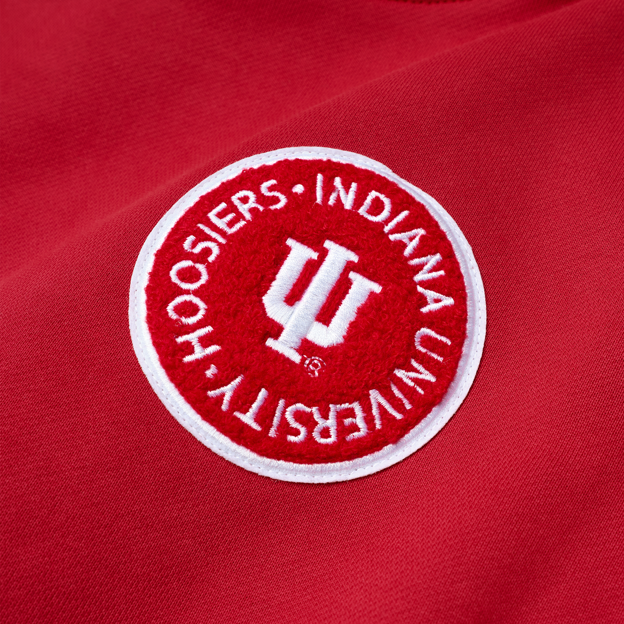 Indiana Hoosiers Campus Heritage Red Crewneck Sweatshirt - Crest Chest View