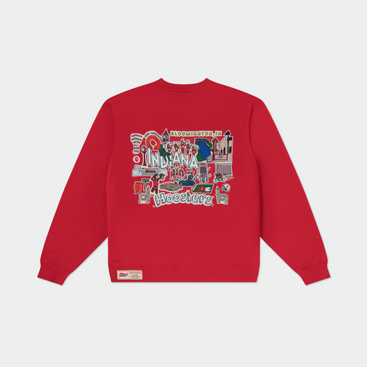Indiana Hoosiers Campus Heritage Red Crewneck Sweatshirt - Back View