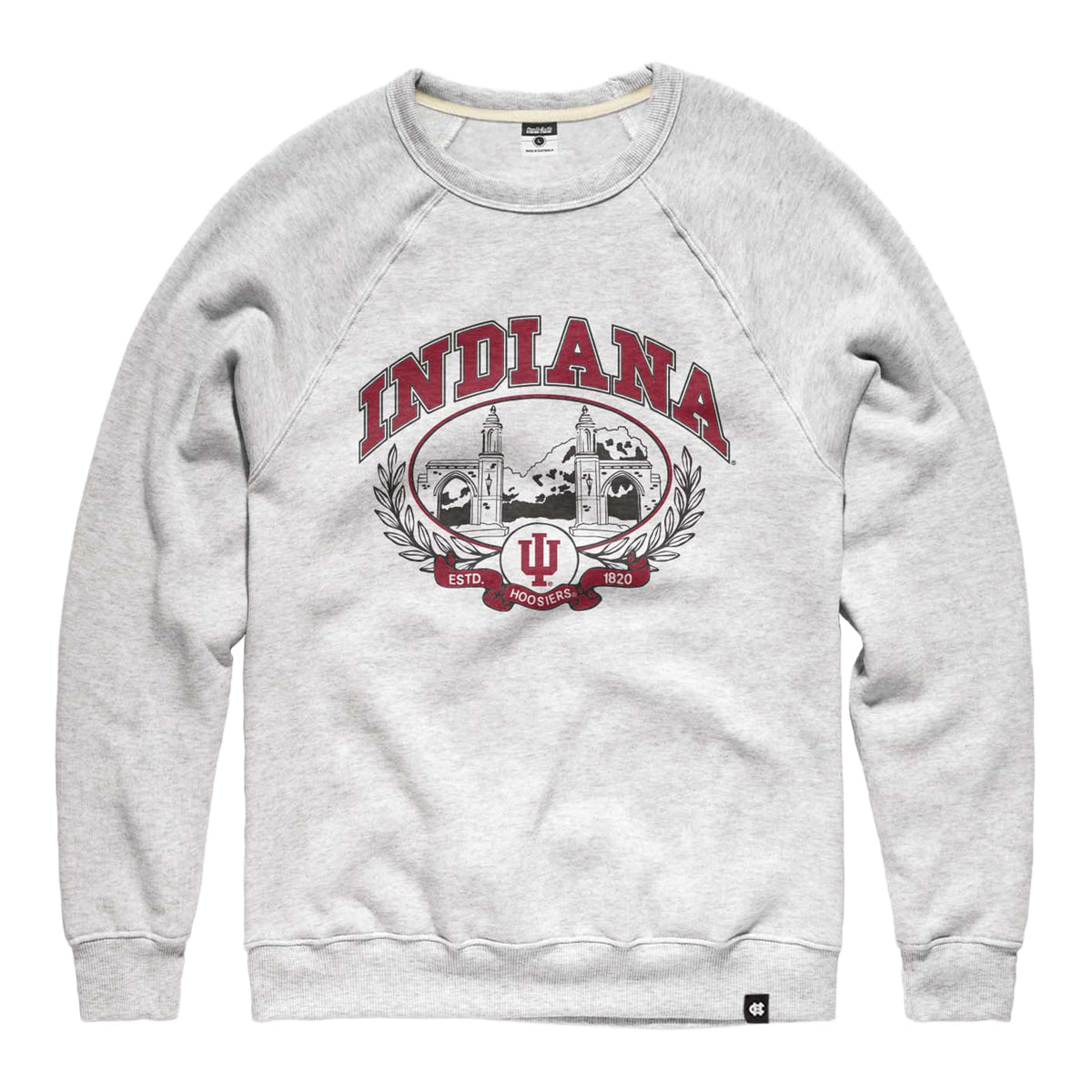 Indiana Hoosiers Charlie Hustle Sample Gates Crewneck Sweatshirt – Grey - Front View