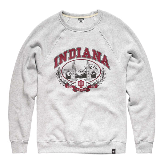 Indiana Hoosiers Charlie Hustle Sample Gates Crewneck Sweatshirt – Grey - Front View