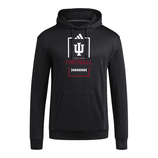 Indiana Hoosiers adidas Football Laces Black Hoodie - Front View