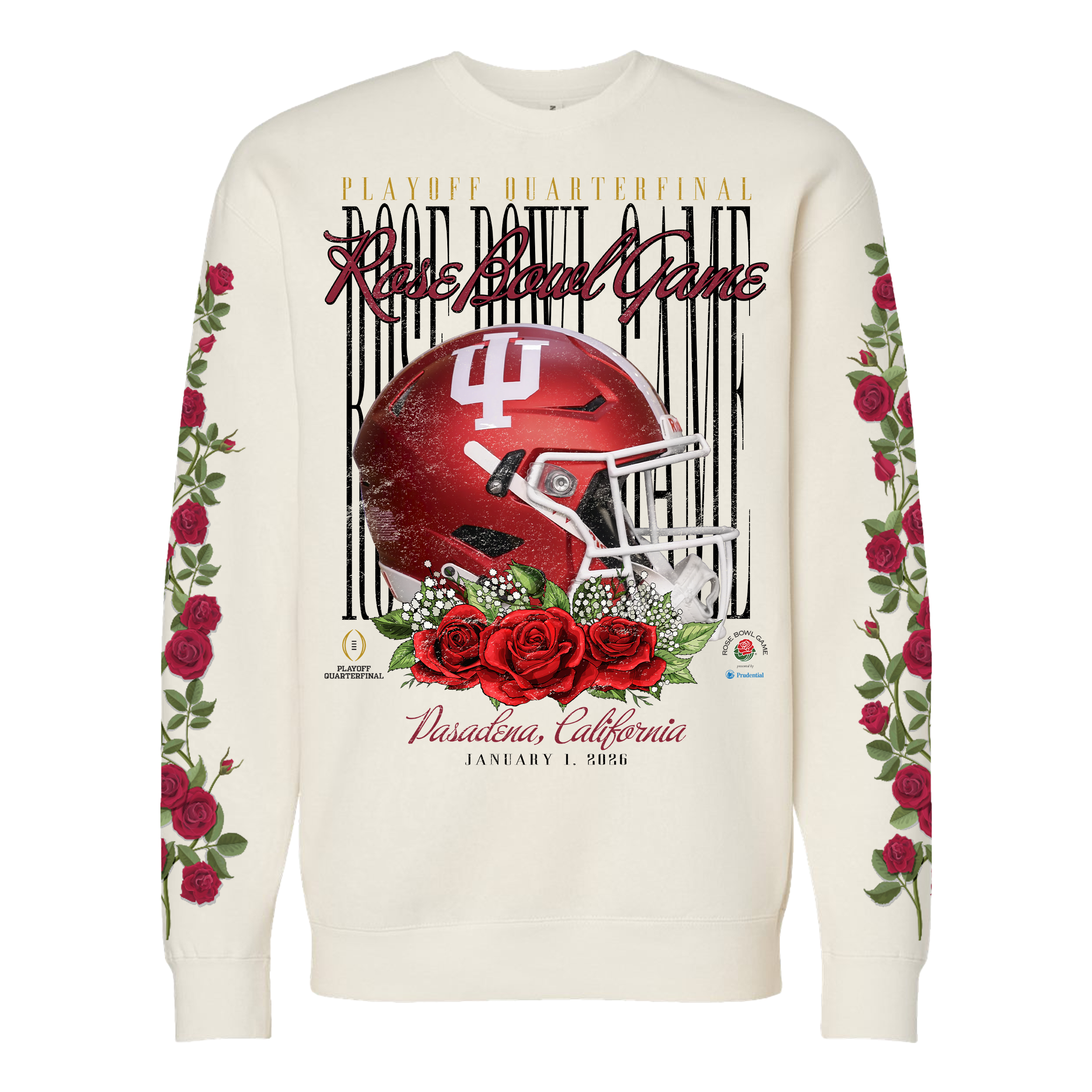 Indiana Hoosiers Something Inked 2026 Rose Bowl Vintage Helmet Graphic Crewneck Sweatshirt