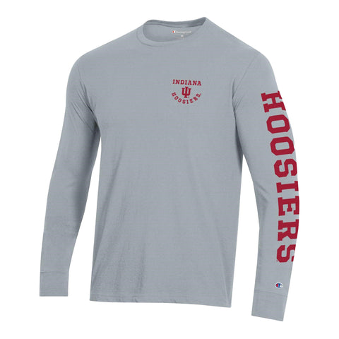 Indiana Hoosiers 3-Hit Print Grey Long Sleeve T-Shirt - Front View