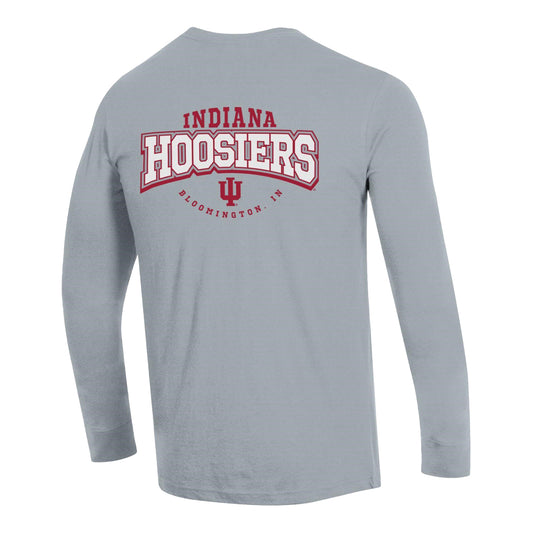 Indiana Hoosiers 3-Hit Print Grey Long Sleeve T-Shirt - Back View