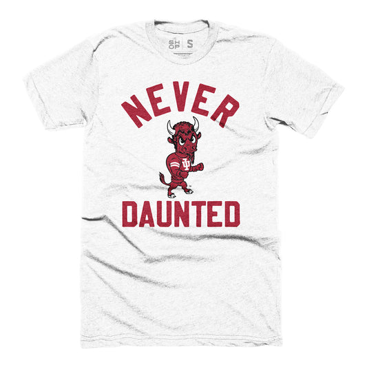 Indiana Hoosiers Hoosier the Bison Never Daunted White T-Shirt - Front View