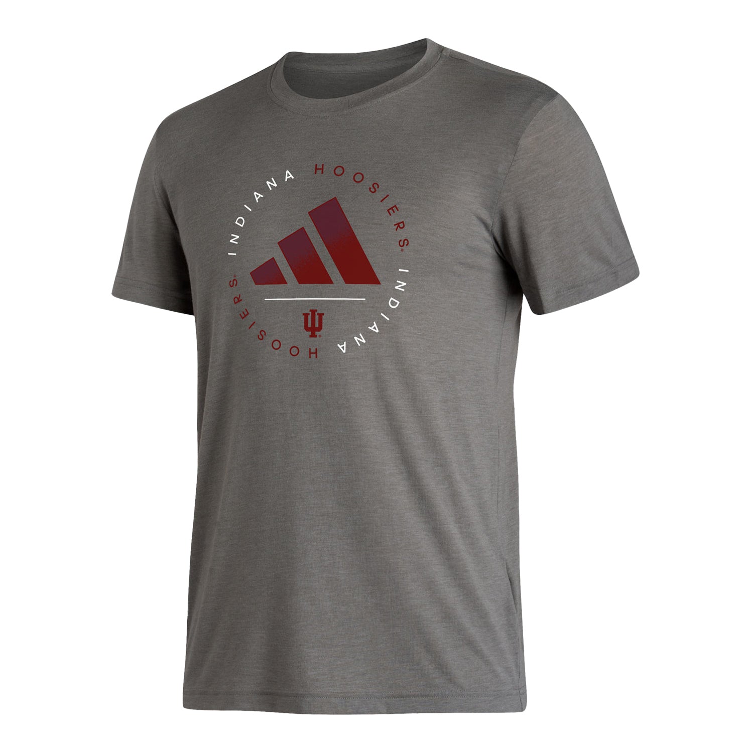 Indiana Hoosiers Adidas Locker Stripe Up Grey T-Shirt - Front View