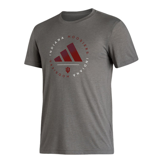 Indiana Hoosiers Adidas Locker Stripe Up Grey T-Shirt - Front View
