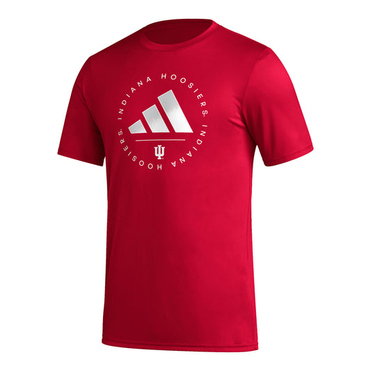 Indiana Hoosiers Adidas Pre-Game Stripe Up Crimson T-Shirt - Front View
