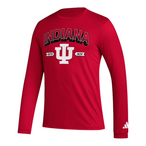 Indiana Hoosiers Adidas Mighty Mascot Long Sleeve Crimson T-Shirt - Front View