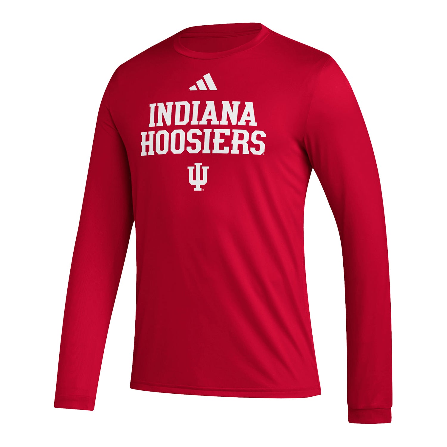 Indiana Hoosiers Adidas Pre-Game Wordmark Long Sleeve Crimson T-Shirt - Front View