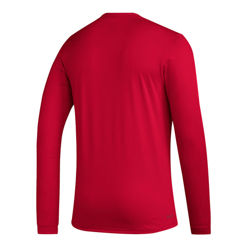 Indiana Hoosiers Adidas Pre-Game Wordmark Long Sleeve Crimson T-Shirt - Back View