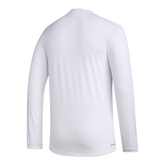 Indiana Hoosiers Adidas Pre-Game Logo Long Sleeve White T-Shirt - Back View