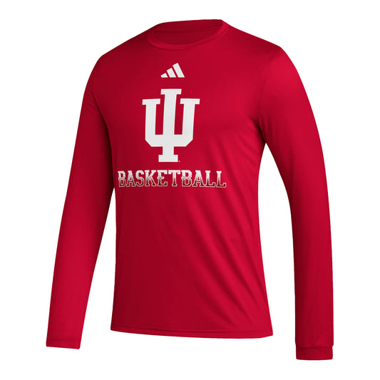 Indiana Hoosiers Adidas Locker Fade Basketball Long Sleeve Crimson T-Shirt - Front View