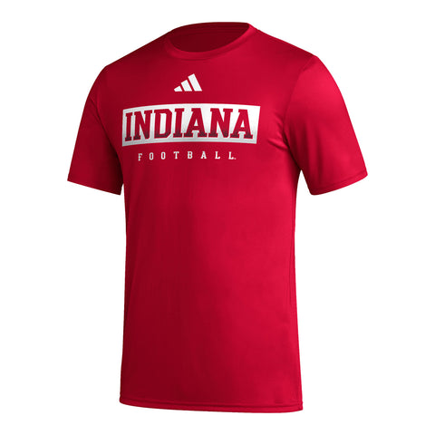 Indiana Hoosiers Adidas Locker Pre-Game Football Crimson T-Shirt - Front View