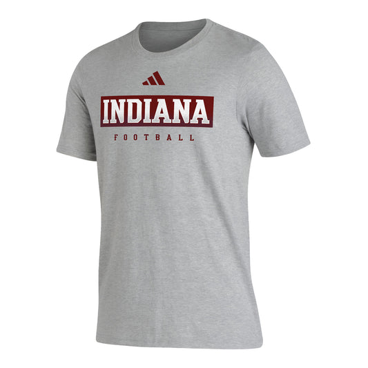 Indiana Hoosiers Adidas Locker Pre-Game Football Grey T-Shirt - Front View