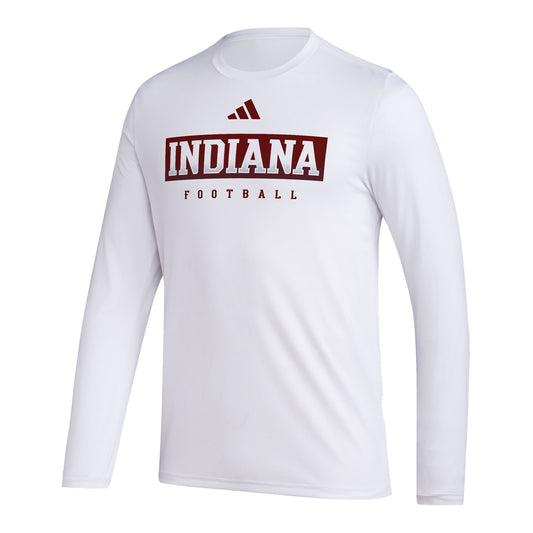 Indiana Hoosiers Adidas Locker Pre-Game Football Long Sleeve White T-Shirt - Front View