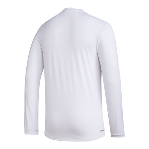 Indiana Hoosiers Adidas Locker Pre-Game Football Long Sleeve White T-Shirt - Back View