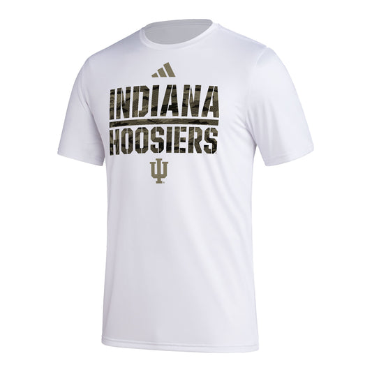 Indiana Hoosiers Adidas Salute To Service White T-Shirt - Front View