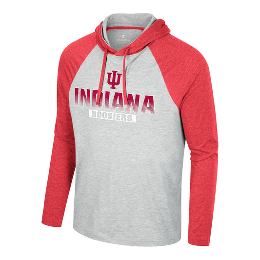Indiana Hoosiers Hasta La Vista Hooded Long Sleeve Grey T-Shirt - Front View