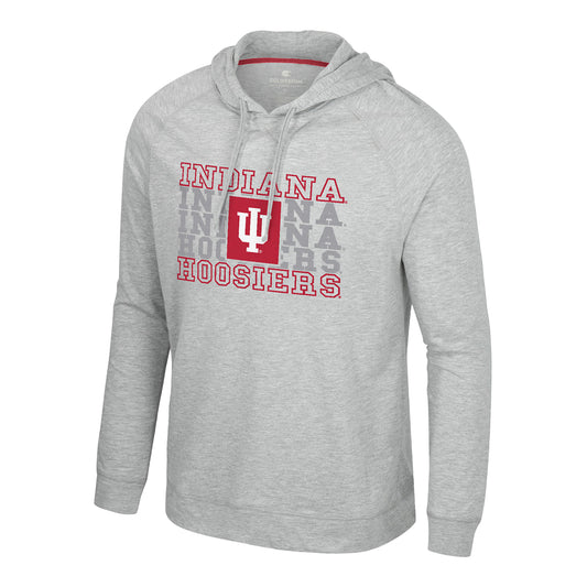 Indiana Hoosiers Compensation Hooded Long Sleeve Grey T-Shirt - Front View