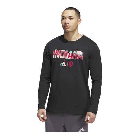 Indiana Hoosiers Adidas BHM Black Long Sleeve T-Shirt - Front View
