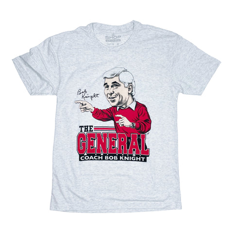 Indiana Hoosiers Bob Knight Caricature White T-Shirt - Front View