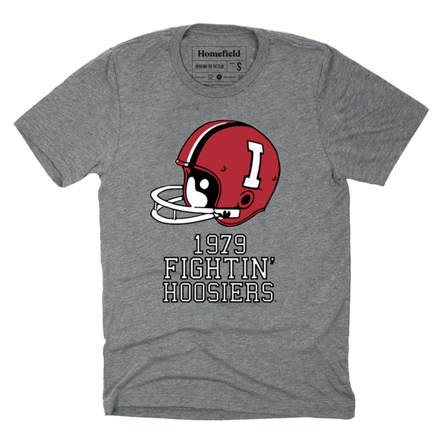 Indiana Hoosiers Fightin Hoosiers Helmet Grey T-Shirt - Front View