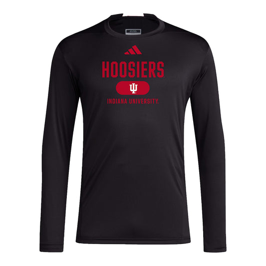 Indiana Hoosiers Adidas Training Long Sleeve Black T-Shirt - Front View