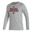 Indiana Hoosiers Adidas Pregame Long Sleeve Grey T-Shirt - Front View