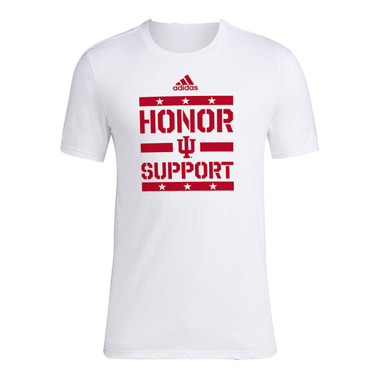 Indiana Hoosiers Adidas Honor and Support White T-Shirt - Front View