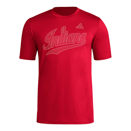 Indiana Hoosiers Adidas Script Impression Crimson T-Shirt - Front View