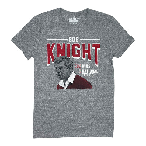 Bob Knight Career Achievements Grey T-Shirt - Front View