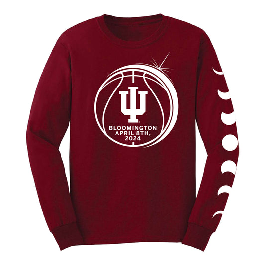 Indiana Hoosiers Basketball Total Solar Eclipse Crimson Long Sleeve T-Shirt - Front View