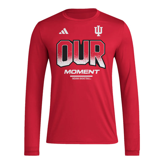 Indiana Hoosiers Adidas Our Moment Bench Long Sleeve T-Shirt - Front View